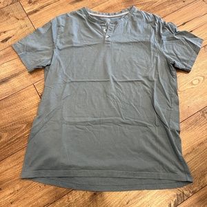 Men's Bamboo Short Sleeve Henley Blue Medium